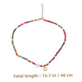 FRCOLOR Colorful Beaded Letter Pendant Necklace for Women Durable Initial Charm Jewelry for Casual and Formal Occasions Unique present for Family and Friends