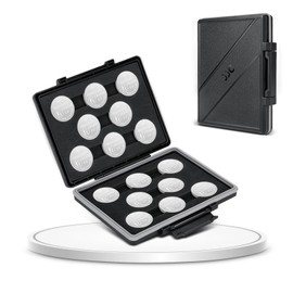 JJC CR2450 CR2430 CR2412 Battery Case Holder Storage,Water-Resistant,Button Coin Cell Battery Storage Organizer Box for 16x CR 2450 CR 2430 CR 2412 3V Lithium battery (Batteries Not Included)