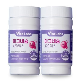 Vitalabs 비타랩스 마그네슘 420 맥스 눈떨림 임산부 영양제 B1 B6 1200mg X 90정 2통 Vita Labs Magnesium 420 Max Eye Twitching Supplement for Pregnant Women B1 B6 1200mg X 90 Tablets 2 Bottles