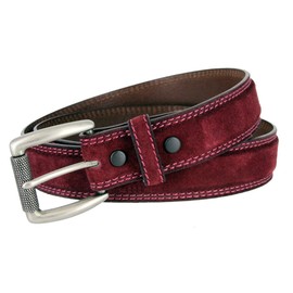 Fullerton Full Grain Suede Casual Jeans Leather Belt 1-3/8"=35mm 351000-P4139-LANR - Burgundy, 38