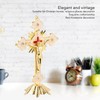 Metal Standing Cross Red Rhinestone Decoration Exquisite Retro Elegance Standing