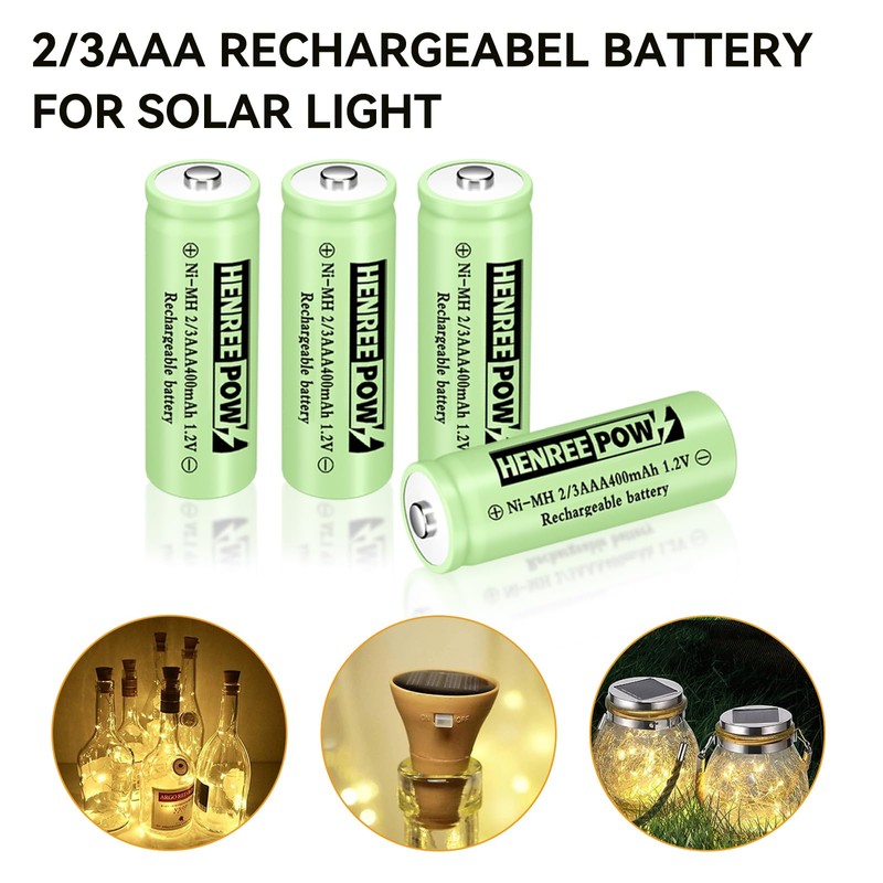 Henreepow Ni-MH 2/3AAA 1.2v 400mAh Rechargeable Batteries,Low Self-Discharge, Long Range