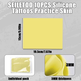 10PCS Tattoo Skin 3MM, Silicone Thick Fake Skin Tattoo Practice, Double Sided Tattoo Kit, Skin Practice Pads for Beginners and Tattoo Artists