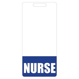 Nurse Badge Buddy (Blue) - Vertical Heavy Duty Badge Tags for Nurses - Double Sided Badge Identification Card
