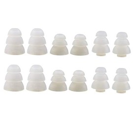 Motanar Triple Flange Ear Tip, 6 Pairs S/M/L Size Triple Three Flange Noise Isolate Silicone Cushion Ear Bud Tips with 4mm Connector Hole, Fit for Most in Ear Earphone (Clear(SML))