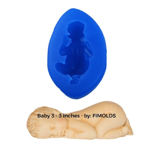 B234 Medium Sleeping Baby 3 Silicone Mold by First Impressions
