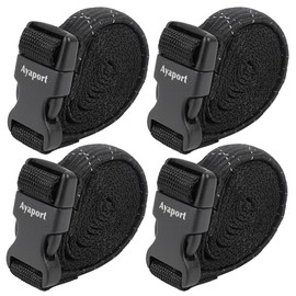 Ayaport Utility Straps with Buckle Quick-Release Adjustable Nylon Straps Black 4 Pack (Stretch-0.75"X48") Stretch-0.75X48\
