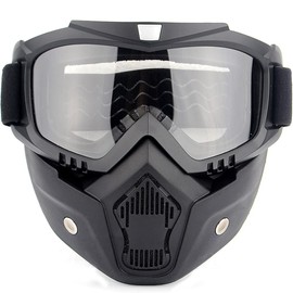 SPOSUNE Motorcycle Goggles Detachable Face Mask, ATV Dirt Bike Paintball Goggle Anti-Scratch UV400 Eyewear for Men Women
