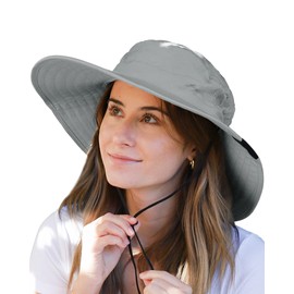 Tirrinia Womens Sun Hat Extra Wide Hard Brim Large Boonie Fishing Safari Hiking Cap
