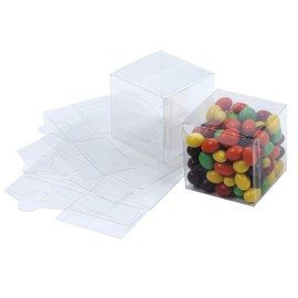 Houseables Favor Boxes, Gift Box, 50 Pack, 3x3x3 Inch, Transparent or Brown, Small, Square, Storage Bins, Empty Boxed Containers, Wedding, Party, Birthday Present, Candy, Jewelry
