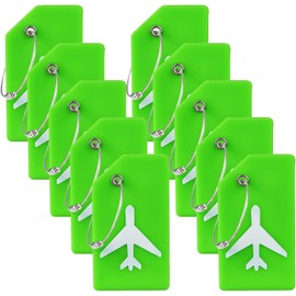 Gostwo, paquete de 10 etiquetas de equipaje de silicona para maletas con lazo de acero inoxidable, aprobadas por TSA, protección de la privacidad, etiquetas esenciales de viaje, color verde