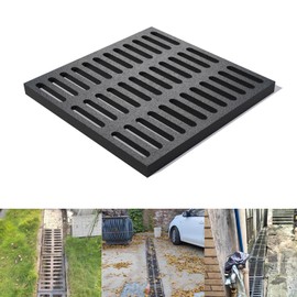 Cast Iron Drain Grate, 20 * 20in Outdoor Drain Cover, B125 Class Ductile Iron Channel Drainage Grates, Heavy Duty Sewer Grate,Black Square Drain Grate for Yard,Driveway,Concrete Floor.