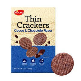 Vloong Cocoa & Chocolate Sweet Snack Cracker, Baked Crisp Cookie Thins with No Artificial Flavors, Healthy Snacks (1 Pack, 6.3 Ounce)