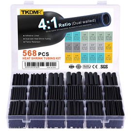 TKDMR 568 Pcs Heat Shrink Tubing - 4:1 Ratio,2.2" Length,Adhesive Lined, Marine Grade Shrink Wrap - Industrial Heat Shrink Tubing Kit
