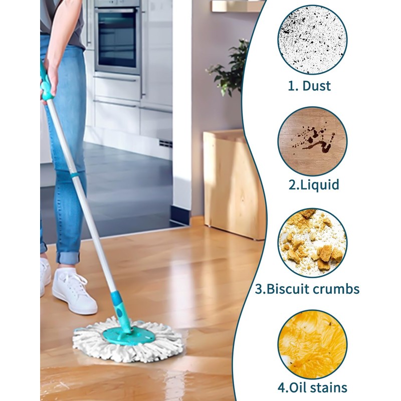 Pack of 2 Replacement Head Disc Mop, Microfibre Replacement Mop