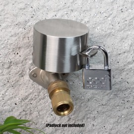 Water Spigot Lock Outdoor Faucet Lock System Gate Valve Lockout Device Hose Bib Lock Childproof Exterior Faucet Locks, Prevent Water Bandit and Stop Unauthorized Water Use, Stainless Steel