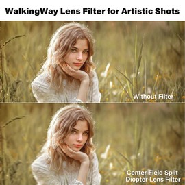 Walking Way 82mm Center Field Split Diopter Effect Filter, K9 Optical Glass Camera Linear Prism Filter with Blurred Refraction Foreground Repeated Color Effect