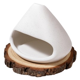 NYEONHRT Ceramic Palo Santo Holder Incense Burner, Cone Incense Holder with Thick Wooden Insulation Mat, Mini Chiminea Smudge Bowl for Palo Santo Sticks and Meditation Home Decor (White)