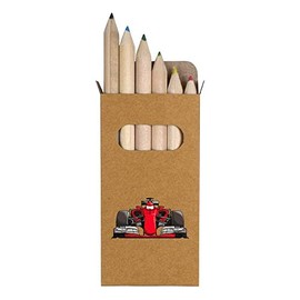 Azeeda 6 x 'Red Race Car' Short 85mm Pencils/Coloured Pencil Set (PE00038066)