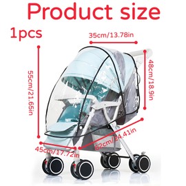 Pushchair Rain Cover, Transparent Rain Cover, Buggy, Universal Rain Cover for Baby, No Pollution and Good Air Circulation, Waterproof and Durable, Suitable for Most Pushchairs
