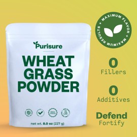 Purisure Wheatgrass Powder, 8oz, Wheat Grass Powder, Green Superfood for Salads, Smoothie and Shakes, Superfood Powder Rich in Immunity Vitamins, Fiber and Minerals, 76 Servings
