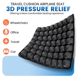 ECWAY Travel Seat Cushion, Inflatable Airplane Seat Cushion for Travel, 56 Bubbles Portable Car Seat Cushions for Long Flights Office Chair, Wheelchair, Camping, Home Living (Black)