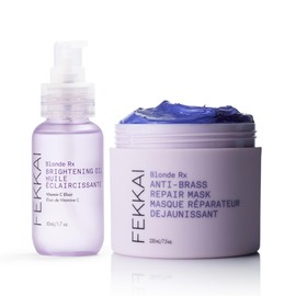 FEKKAI Blonde RX Hair Recovery Duo - Includes Purple Mask (7.5 oz) + Brightening Oil (1.7 oz) - Free of Sulfates, Parabens, Phthalates - Vegan, Cruelty-Free