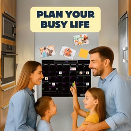 Colorful Magnetic Numbers and Month Labels for Calendars - Reusable Magnet Calendar Icons - Fun, Holiday, & Activity Magnets for Fridge (Black)