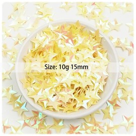 10g Confetti,Yellow Glitter 3D Star Sequin Confetti,Star Confetti 15MM,Metallic Stars Sequin Confetti for Sewing Dresses,Stage Decorations(About 250 Pieces)