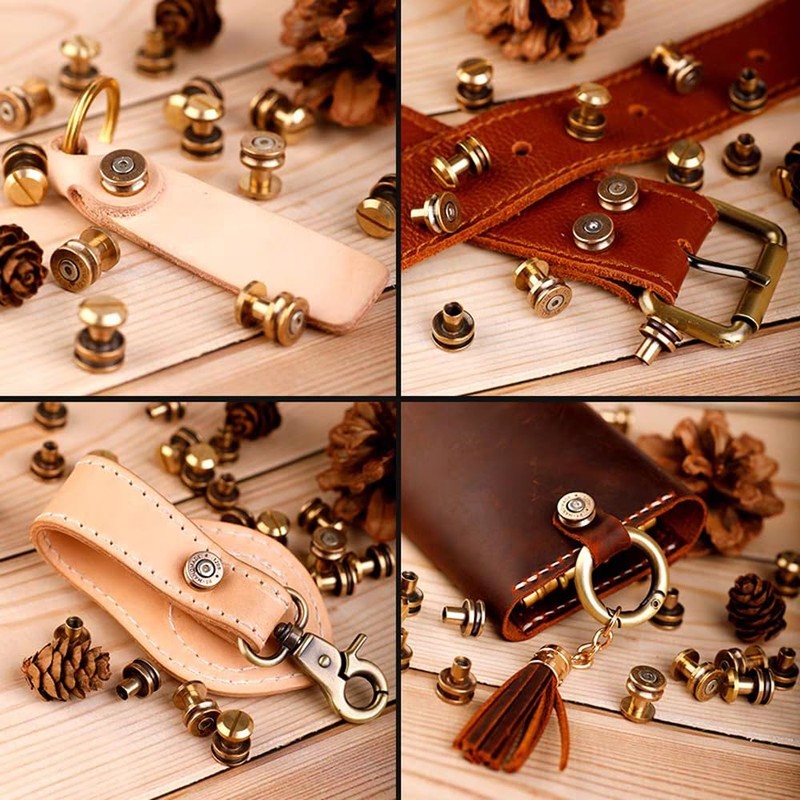 Studs Rivets for Leather, 4mm Studs Heights, Premium Brass Bullet-Shaped