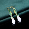 Lotus Flower Jade Earrings for Women Long Jade tassel Dangle
