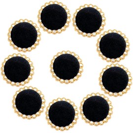 10pcs Round Shank Buttons for Sewing Black Velvet Gold Button Crafts Coats Clothes Suits Sweaters Dress Bags Decorations 34L/21mm (13/16 inch)
