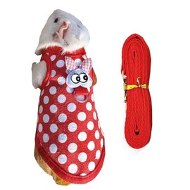 Anelekor Small Animals Christmas Costume Hamster Santa Coat Guinea Pig Harness and Leash Set Small Pets Clothes for Rats Lizard Kitty Mini Dog Hedgehog Iguana and Small Breeds