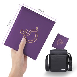 Vicloon Disabled Badge and Timer Holder, PU Leather Disabled Badge Holder Wallet Protector, Blue Badge Timer Holder ProtectorHologram Safe Disabled Badge Holder (Purple)