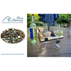Sea Stones “Touchstone” Universal Wine Glass Set of 2-18oz Thin Rim, Long Stem Summer Glassware - Artisan River and Ocean Stone - Perfect for Birthday, Wedding and Anniversary or New House
