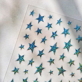 1 Sheets Blue Star Nail Decals for Nail Art Self-Adhesive Glitter Pentagram Nail Decoration Holographic Laser Celestial Nail Stickers 4th of July Star Nail Art Stickers for Women Manicure Supplies