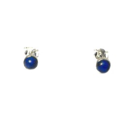 Art Gecko Round Blue LAPIS LAZULI Sterling Silver Gemstone Stud Earrings 925-5 mm