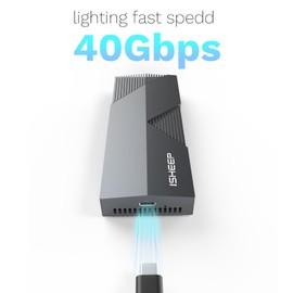 isheep M.2 NVMe SSD Enclosure with Fan for Thunderbolt 4/3, 40Gbps NVMe Enclosure, USB4 M.2 SSD Enclosure for PCIe 2280 M-Key (B+M Key), USB C Aluminium SSD Enclosure Compatible with USB 4/3. LUN940
