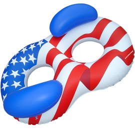 Swimline Americana Series Side-by-Side Double Ring Pool Lounger, red/White/Blue, 65