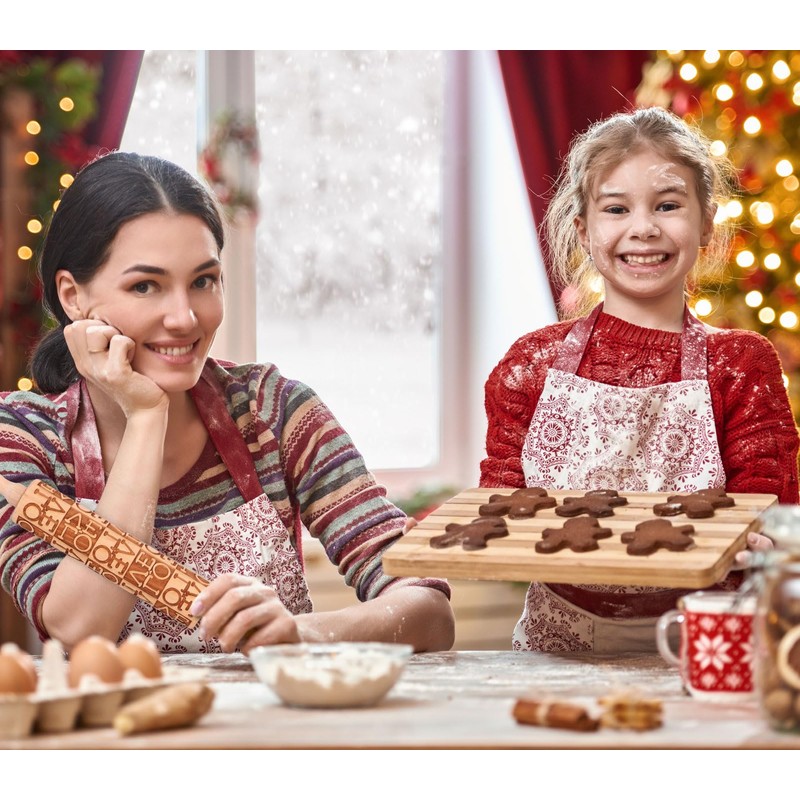 LOVE Embossed Rolling Pins for Cookies, Wooden Engraved Rolling Pins