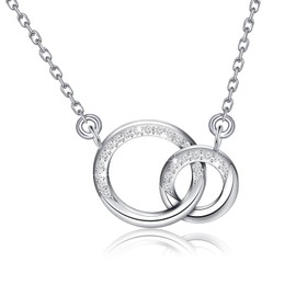 PLITI Sympathy Necklace In Memory of Loved One Gift Memorial Gift Remembrance Gift Angel Wing Gift Double Interlocking Circle Pendant (my mind necCA)