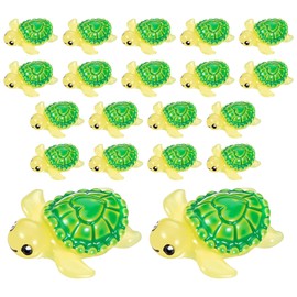 Heclia Mini Green Turtle, 20pcs Green Mini Resin Turtles Figurines, Tiny Fairy Garden Animal, Tiny Sea Turtle Animals Bulk for Outdoor Decor, Ocean Animals Figures, Micro Landscape Decor Ornament, DIY