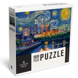Cleveland, Ohio, Starry Night, City Skyline (1000 Piece Puzzle, Challenging Jigsaw Puzzle for Adults, Made in USA)