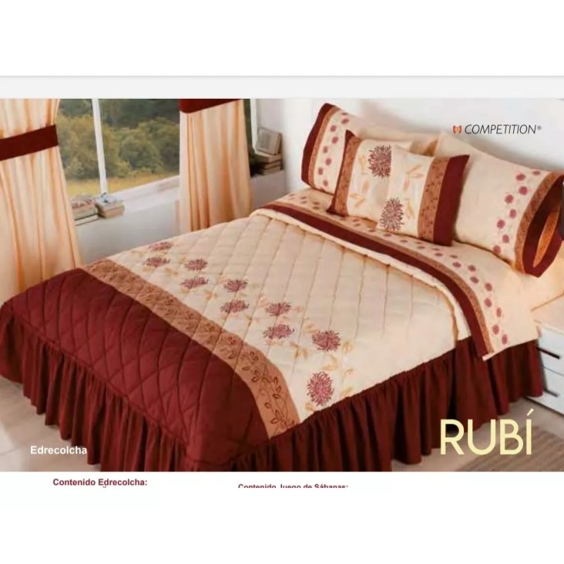 Primavera Edrecolcha Rubí Matrimonial C/sábanas Y Cortinas Compe