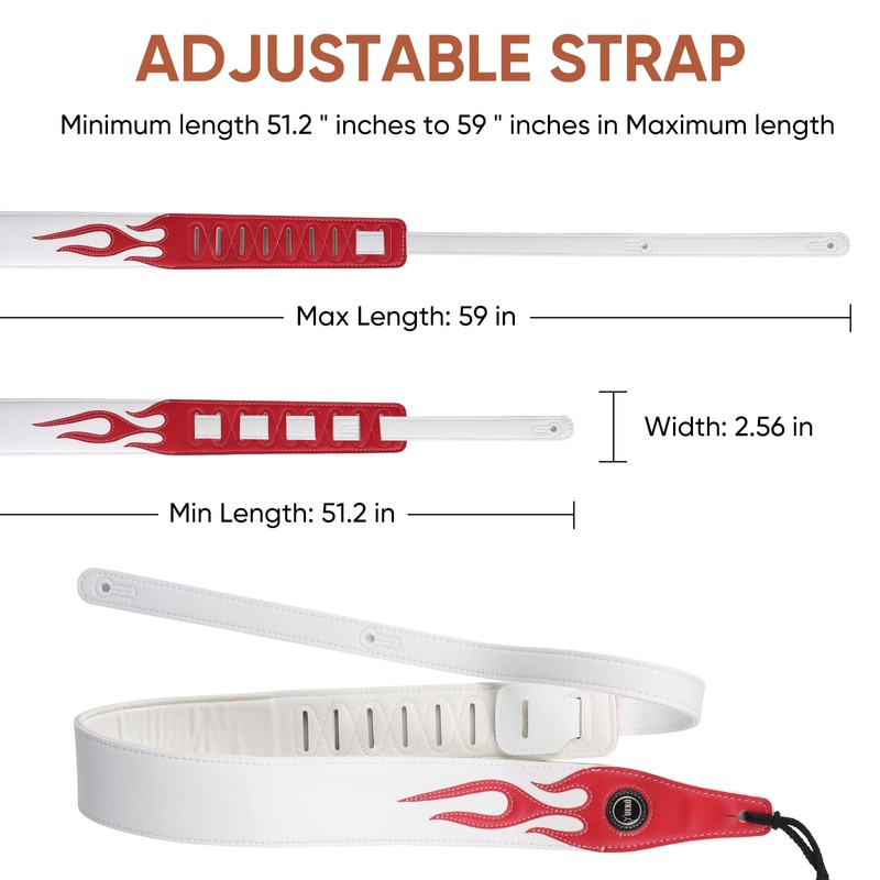 YUEKO Cool Lightning Pattern Flame Guitar Strap for Electric Guitar