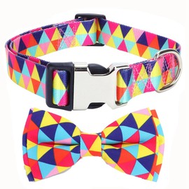 Bow Tie Collar for Dogs, Pretty Bowtie Cat Collar Durable Metal Buckle Outdoor Adjustable for Xs Small Medium Large Breed Pet Girls Boys Puppy Kitten, Colorful S