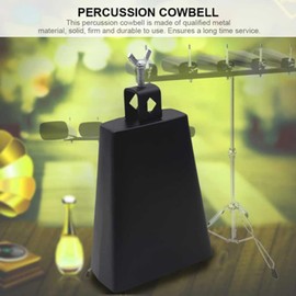 Cowbell, Percussion 6 Inch Metal Black Cowbell Drum Accessory with Stick Percussion Instrument Play a Musical Instrument