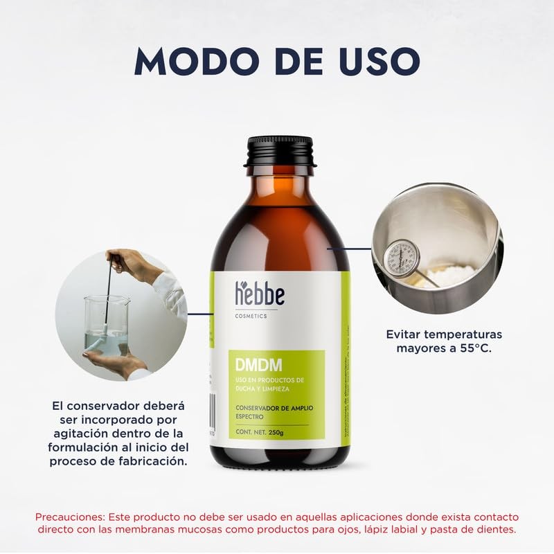 Hebbe - Conservador DMDM, Protección Antimicrobiana para Cosméticos, 250 g