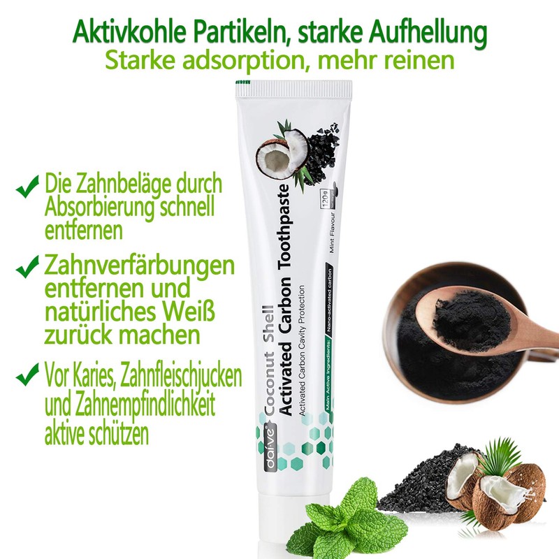 Activated Carbon Toothpaste, Black Toothpaste, Natural Teeth Whitening, Coconut Activated