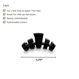 TELETIES - Tiny Hair Clip - Strong Grip, Bendable Teeth, Comfortable Curved Design - Ideal for Thin Hair, Kids, Half-up Hairstyles - For All Hair Textures - Jet Black